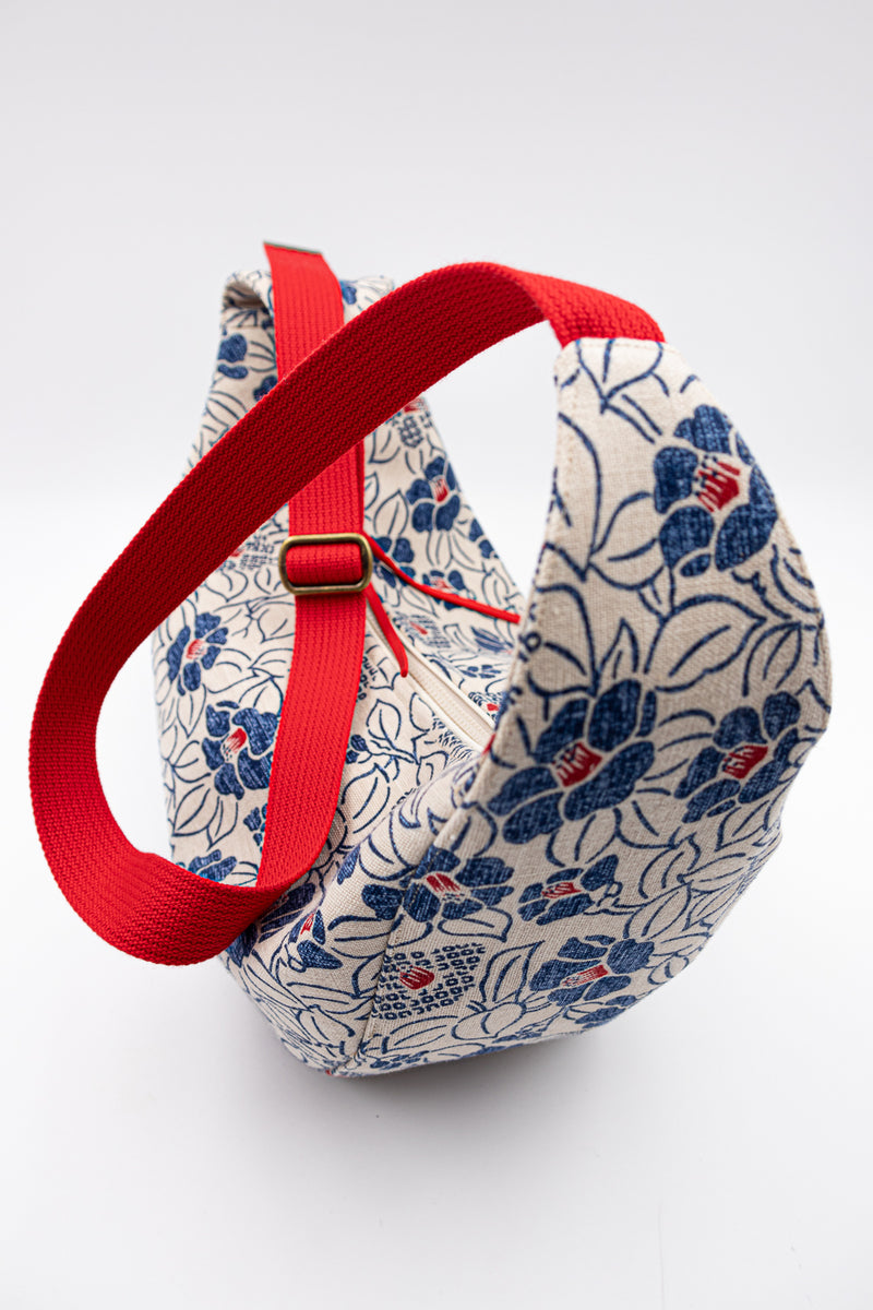 Sac "Moon bag" - motif "floral" - tissu japonais peint à la main