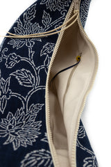 sac "moon bag" - indigo floral - tissu traditionnel japonais