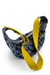 sac "moon bag" - indigo floral - tissu traditionnel japonais