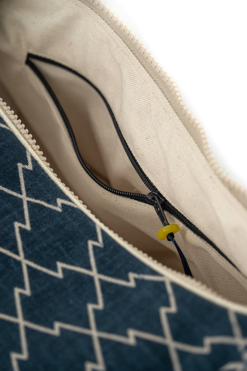 sac moon bag - indigo "multi motifs" traditionnel - tissu japonais