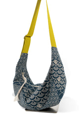 sac moon bag - indigo "multi motifs" traditionnel - tissu japonais