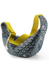 sac moon bag - indigo "multi motifs" traditionnel - tissu japonais