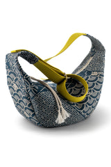 sac moon bag - indigo "multi motifs" traditionnel - tissu japonais