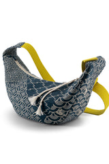 sac moon bag - indigo "multi motifs" traditionnel - tissu japonais