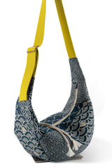 sac moon bag - indigo "multi motifs" traditionnel - tissu japonais