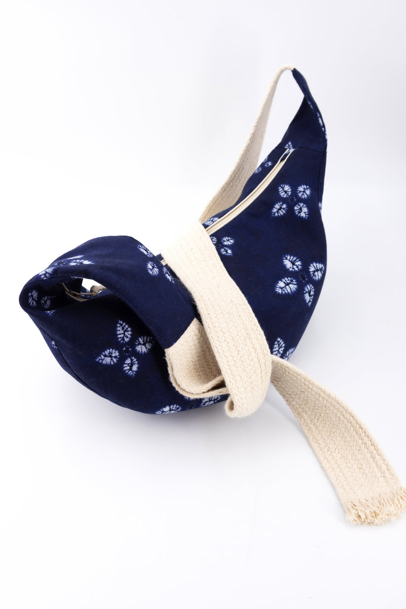 sac moon bag - motif "shibori" bleu nuit - tissu japonais