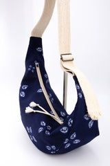 sac moon bag - motif "shibori" bleu nuit - tissu japonais