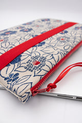 Housse ordinateur 11' - 13' - 15' au choix - motif floral/ blue&red - Indigo japonais fait main