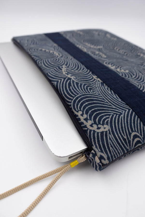 Housse ordinateur 11' - 13' - 15' au choix - motif Hokusai - tissu traditionnel japonais