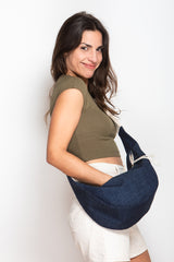 sac moon bag - tissage "blue jean" - tissu japonais