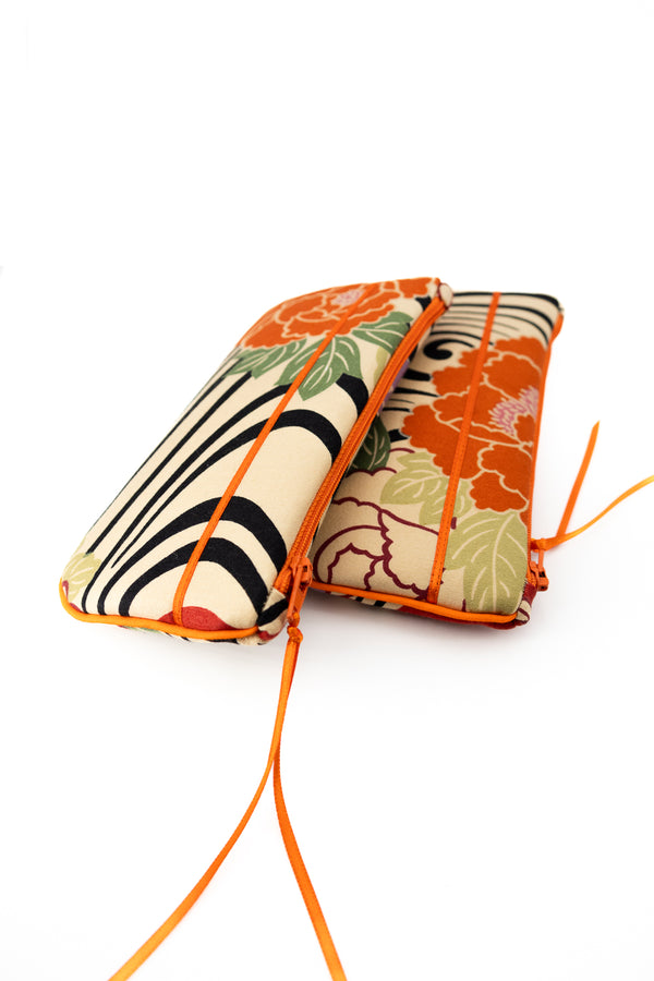 Etui à lunette - serie "kimono"orange - tissu Japonais