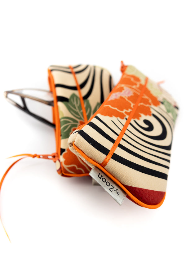 Etui à lunette - serie "kimono"orange - tissu Japonais