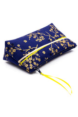 Trousse à maquillage S,M + Pinceau - Madame Butterfly/bleu - tissu japonais