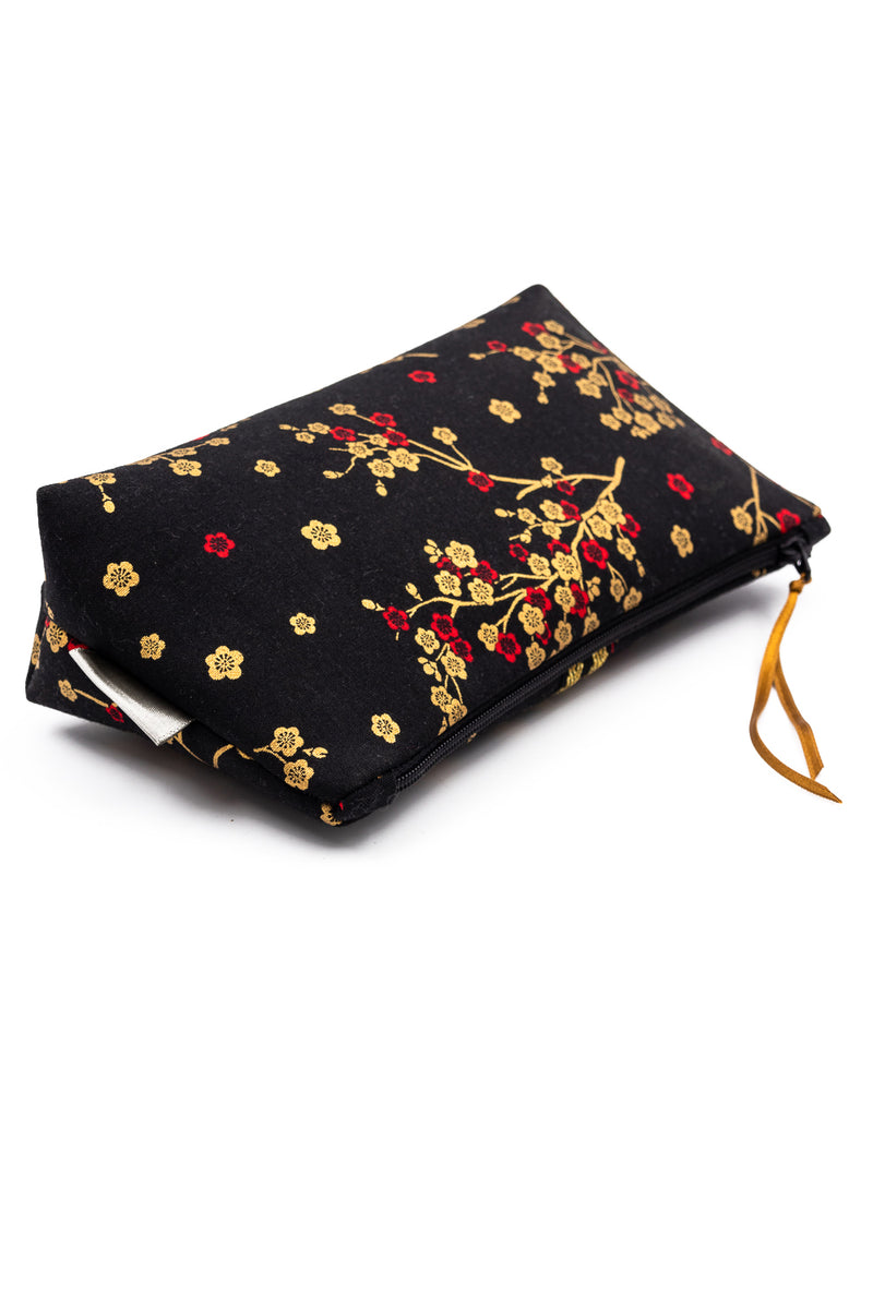 Trousse à maquillage S,M + Pinceau - Madame Butterfly/noir - tissu japonais