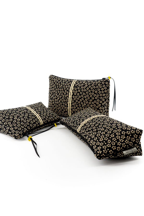 Trousse à maquillage S,M + Pinceau - série "UME" - Tissu japonais