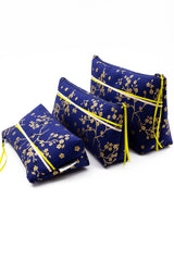 Trousse à maquillage S,M + Pinceau - Madame Butterfly/bleu - tissu japonais