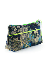 Trousse à maquillage S,M + Pinceau - série "japan flower"/ fluo - Tissu japonais