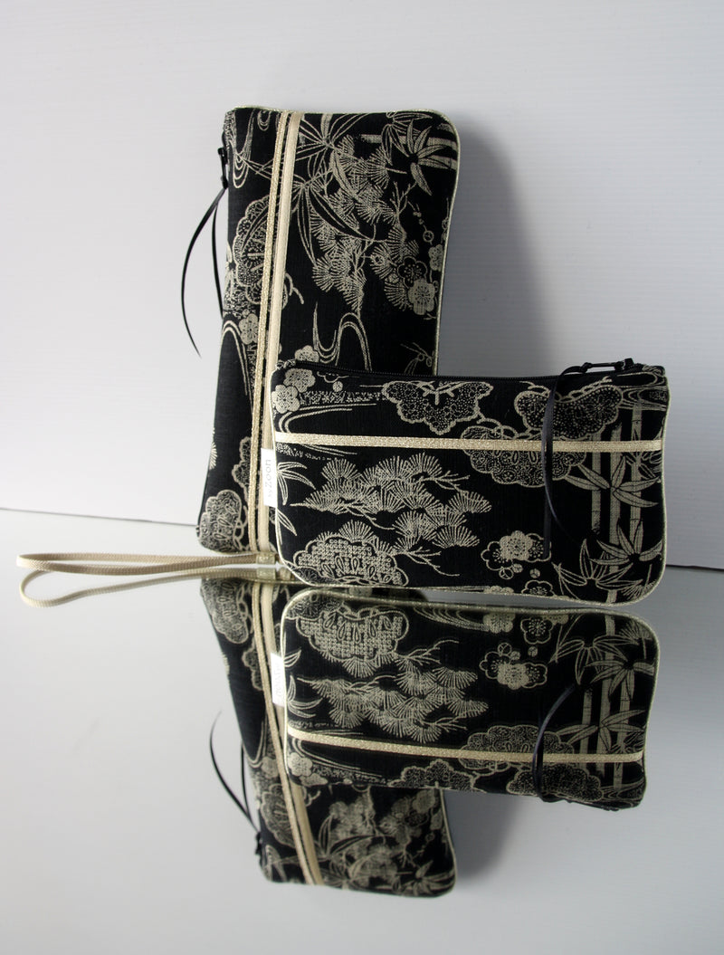 pochettes S, M, L - motif "bambou" - tissu japonais traditionnel